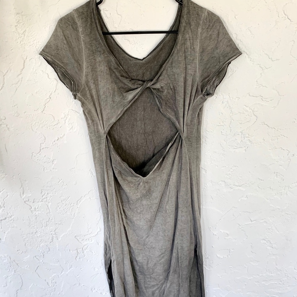 Lulus washed charcoal T-shirt midi dress
